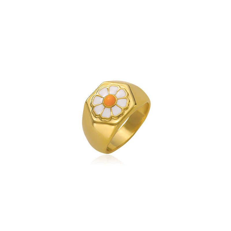 Simple Metal Daisy Small Flower Ring