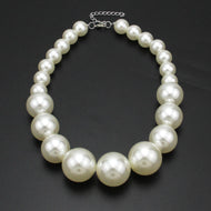 Fashion Big Imitation Pearl Short Temperament Elegant All-match Beaded Necklace Women
