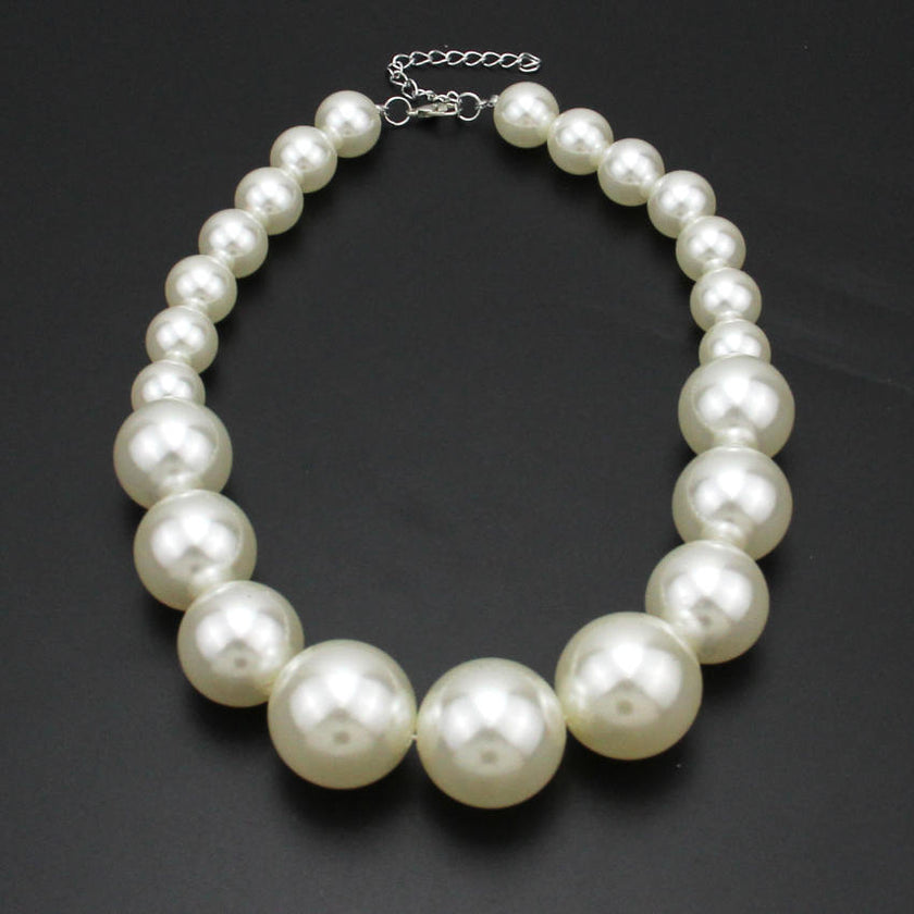 Fashion Big Imitation Pearl Short Temperament Elegant All-match Beaded Necklace Women