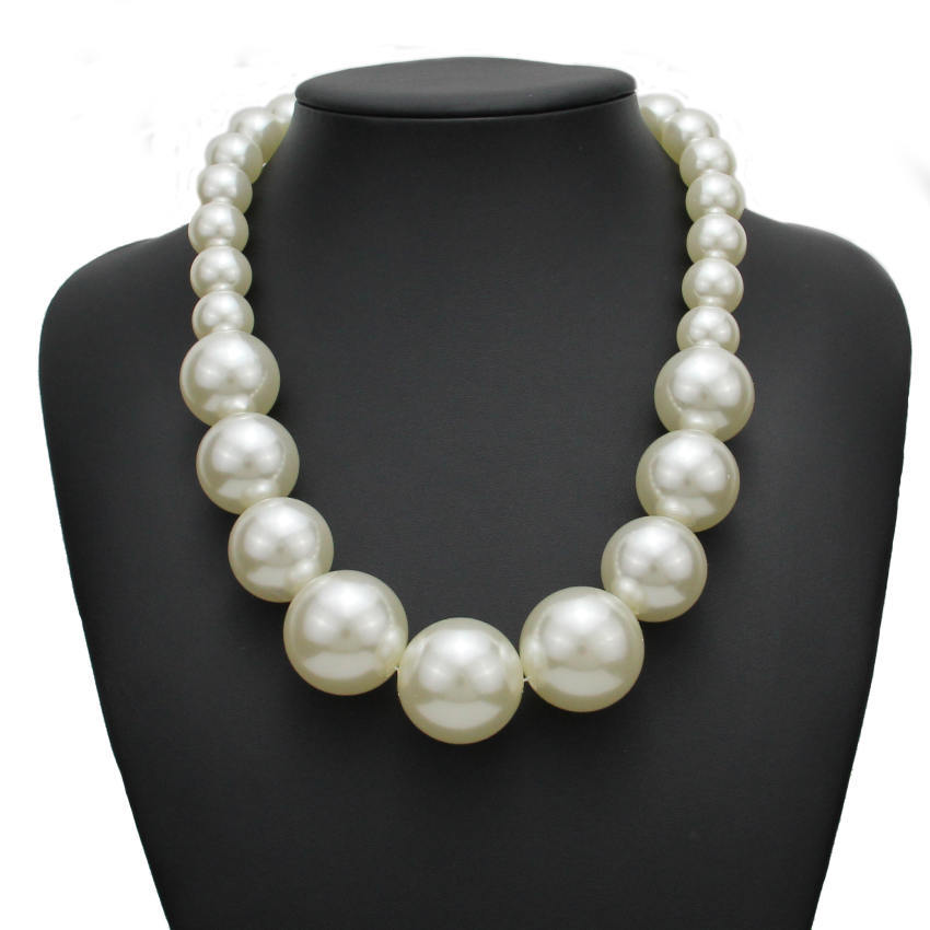 Fashion Big Imitation Pearl Short Temperament Elegant All-match Beaded Necklace Women